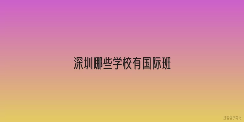 深圳哪些学校有国际班