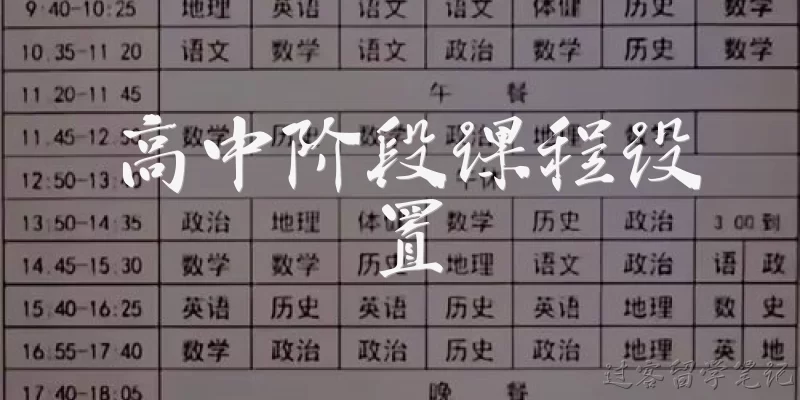 高中阶段课程设置