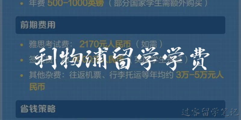利物浦留学学费